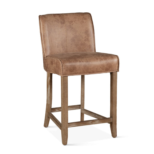 Avery Casual Vintage Tan Leather Counter Chair with Natural Legs - World Interiors