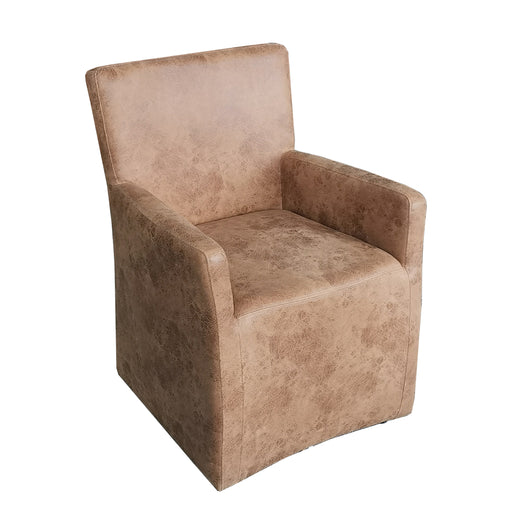 Lily Modern Rolling Arm Chair in Tan Leather - World Interiors