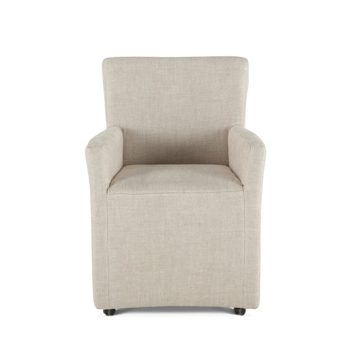 Lily Modern Rolling Arm Chair in Off - White Linen - World Interiors