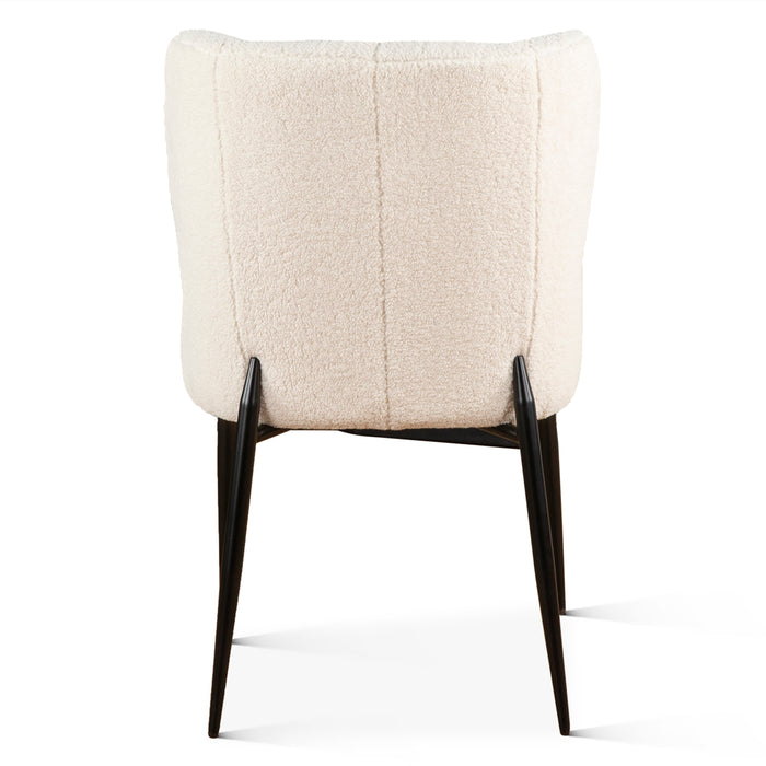 Isabella White Boucle Modern Dining Chair - World Interiors