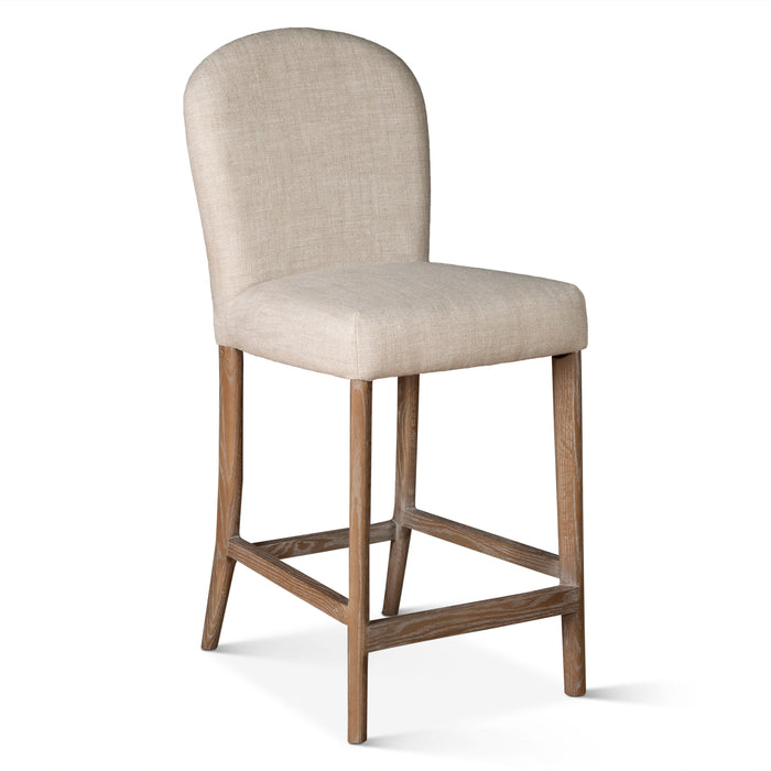 Olivia Casual Beige Linen Counter Chair - World Interiors