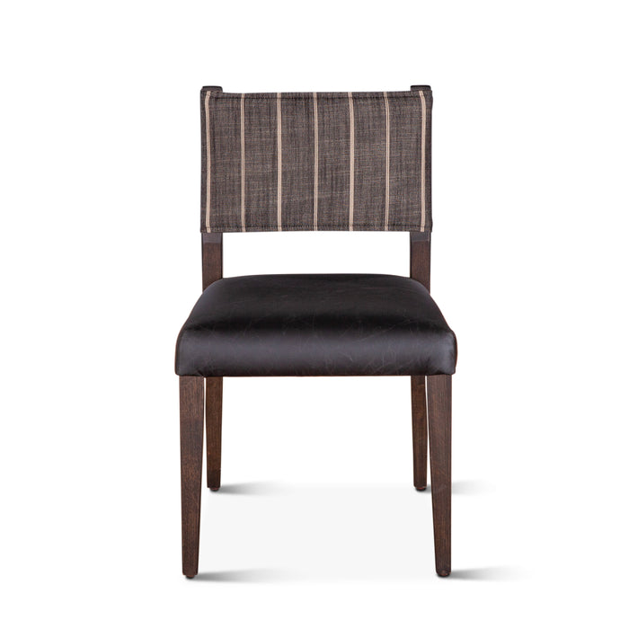 Lila Leather Linen Back Dining Chair, Set of 2 - World Interiors