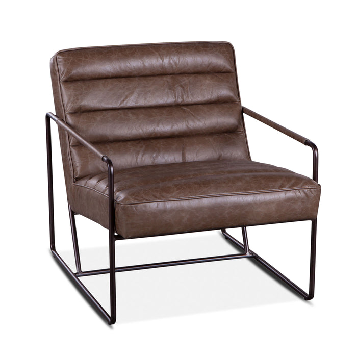 Portland Modern Grey Leather Accent Chair - World Interiors