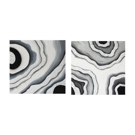 "Agate Allure" Hand Painted Framed Wall Art, Set of 2