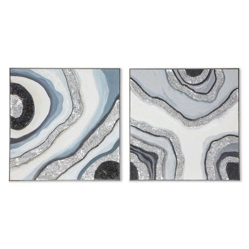 "Gemstone Grace" Hand Painted Framed Wall Art, Set of 2 - World Interiors