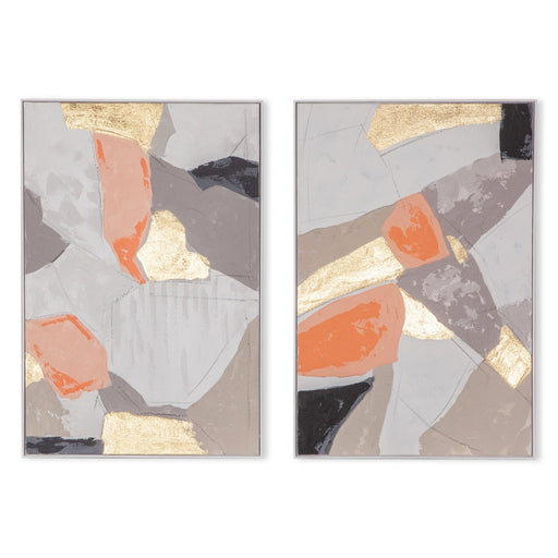 "Muted Mosaic" Hand Painted Framed Wall Art, Set of 2 - World Interiors