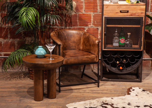 Noto 20" Round Side Table in Acorn Brown - World Interiors