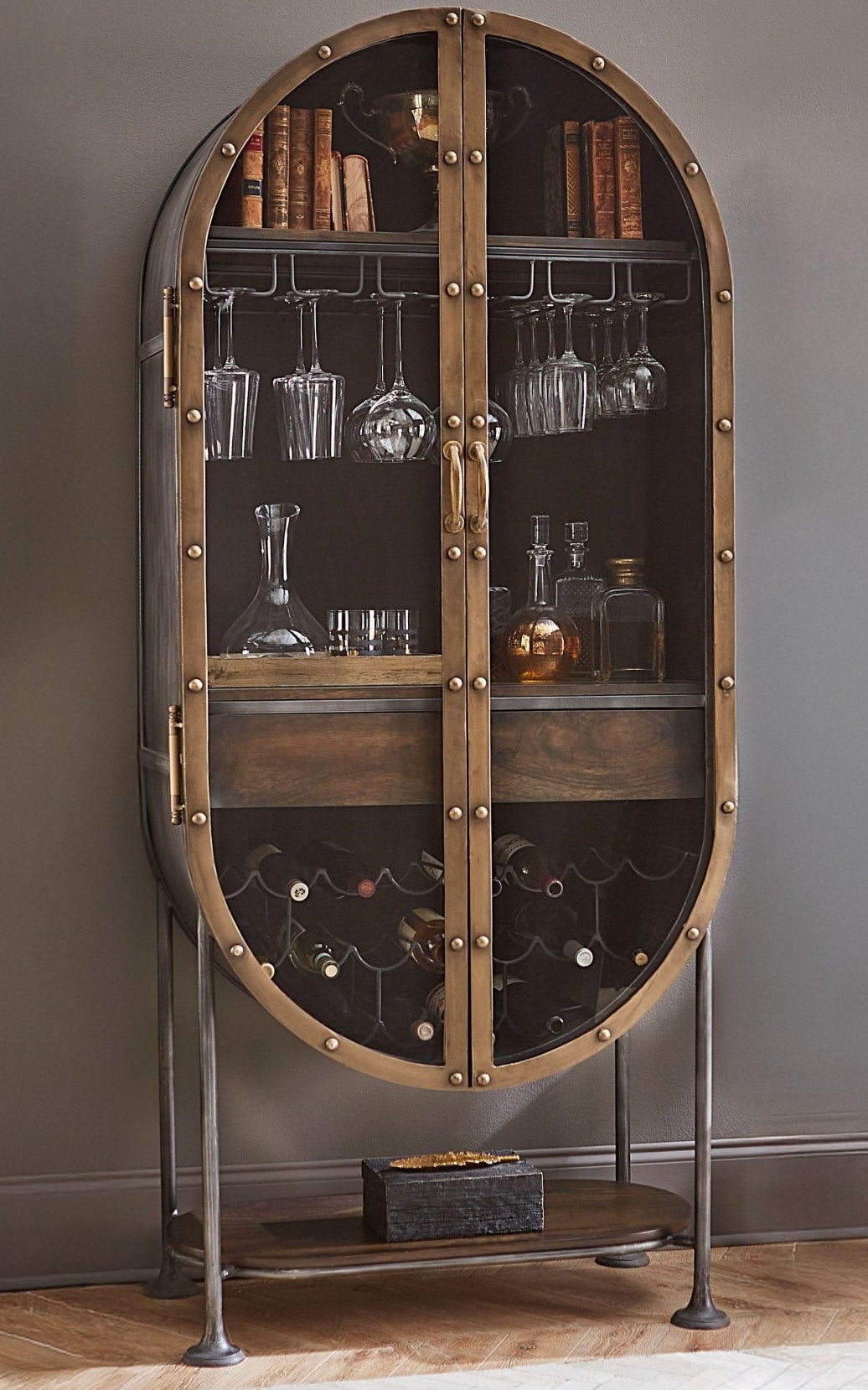 Melbourne Tall Oval Bar Cabinet - World Interiors