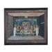 Framed canvas painting of an Indian temple shrine scene in a dark reclaimed wood frame, ready to hang