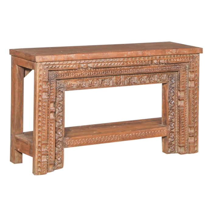 58" Solid Wood Console Table | Hand Carved Reclaimed Wood