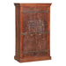 Tall Wood Cabinet | Hand Carved Doors and Iron Hardware