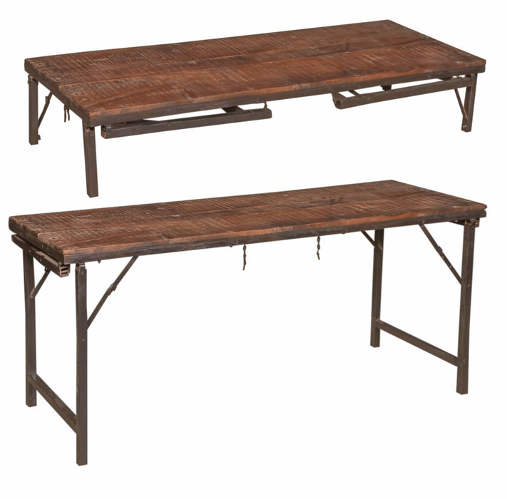 Solid Wood Folding Table | Reclaimed Wood and Iron Legs