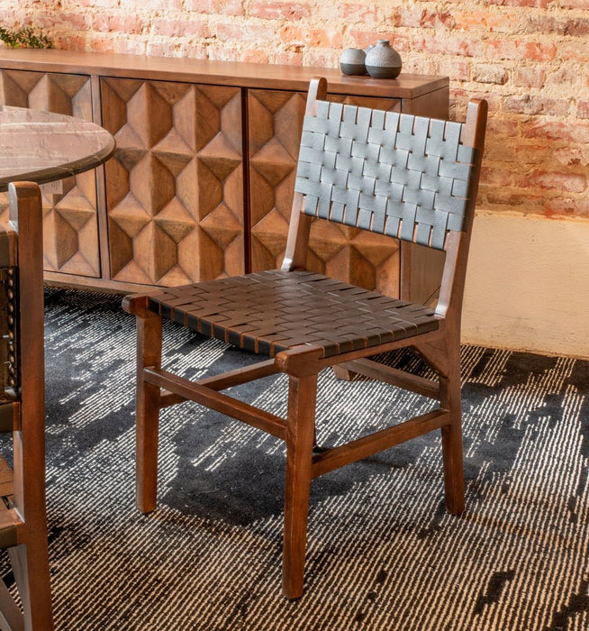 Leather Strap Dining Chair Giovana Gray Faux Suede Strap Dining