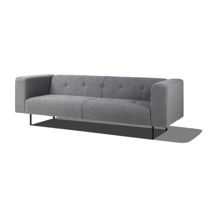 Olympia Tufted Grey Sofa in Boucle Fabric - World Interiors