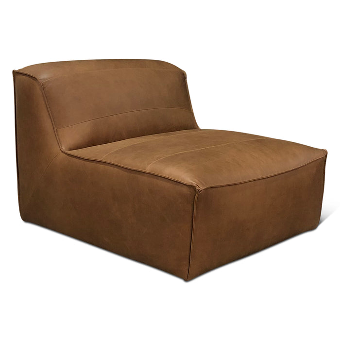 Plano Armless Accent Chair in Charme Mocha Leather - World Interiors