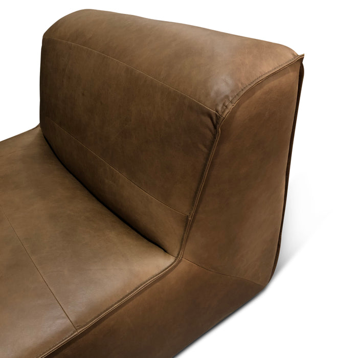 Plano Armless Accent Chair in Charme Mocha Leather - World Interiors