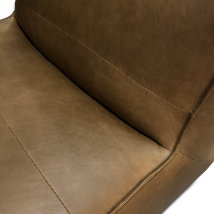 Plano Armless Accent Chair in Charme Mocha Leather - World Interiors