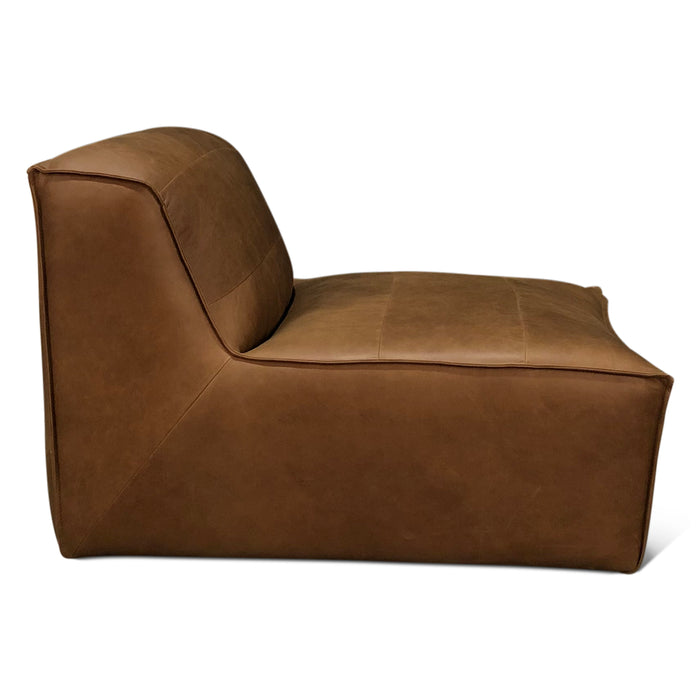 Plano Armless Accent Chair in Charme Mocha Leather - World Interiors