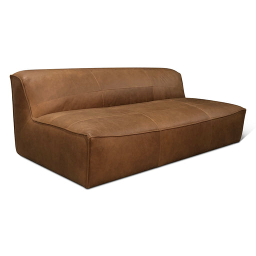 Plano Armless Sofa in Charme Mocha Leather - World Interiors