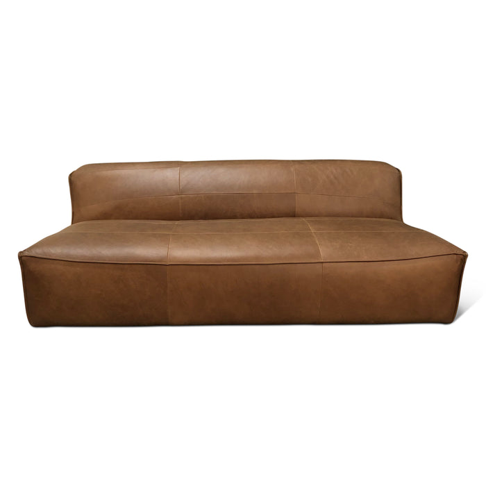 Plano Armless Sofa in Charme Mocha Leather - World Interiors