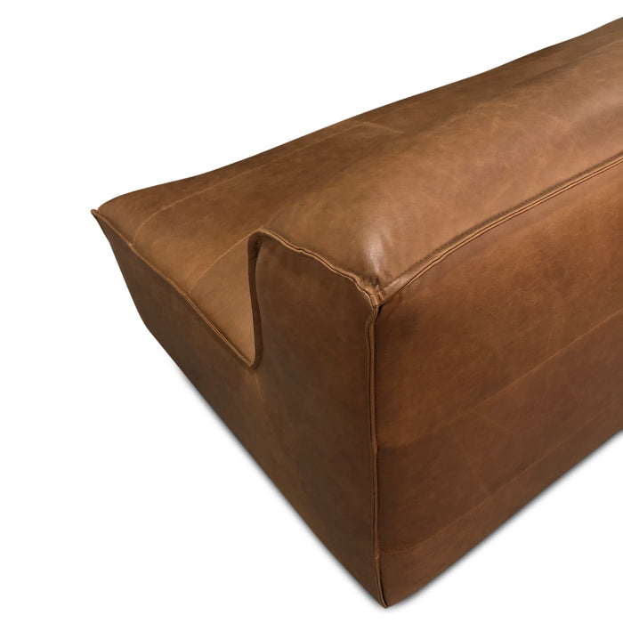 Plano Armless Sofa in Charme Mocha Leather - World Interiors