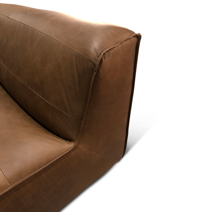 Plano Armless Sofa in Charme Mocha Leather - World Interiors