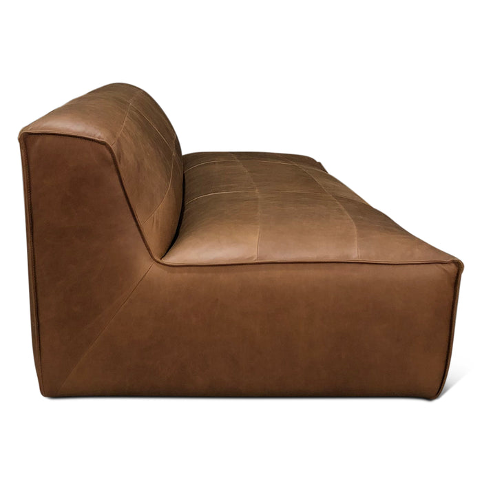 Plano Armless Sofa in Charme Mocha Leather - World Interiors