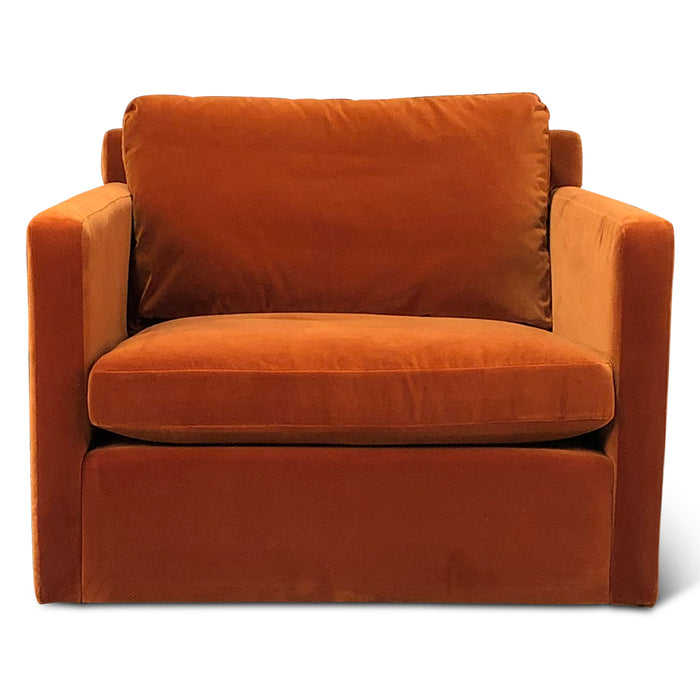 Genova Casual Modern Arm Chair in Dune Velvet Fabric - World Interiors