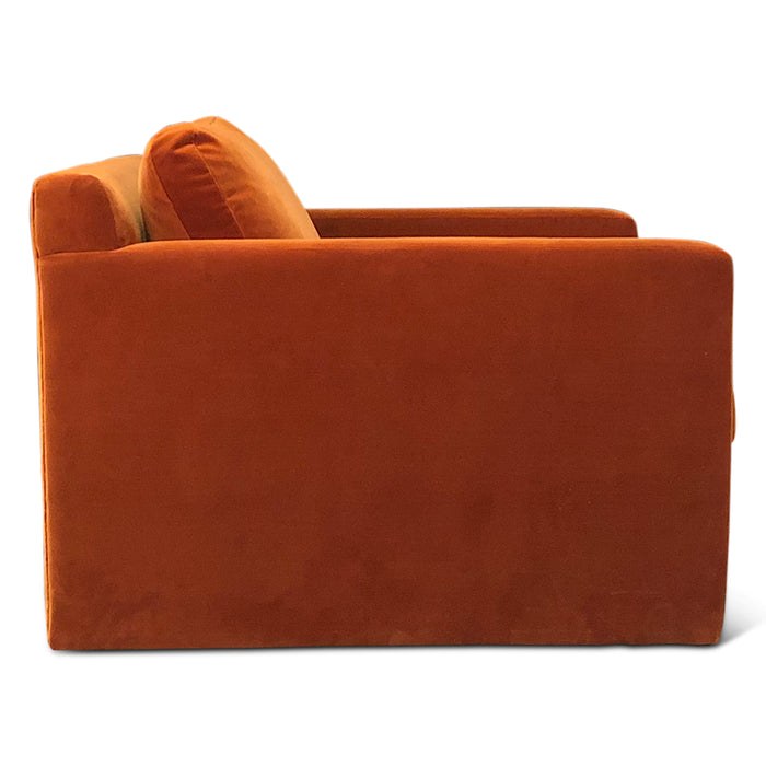 Genova Casual Modern Arm Chair in Dune Velvet Fabric - World Interiors