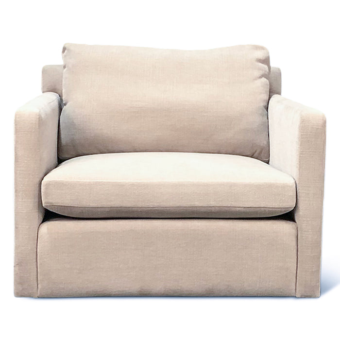 Genova Casual Modern Arm Chair in Oat Chenille Fabric - World Interiors