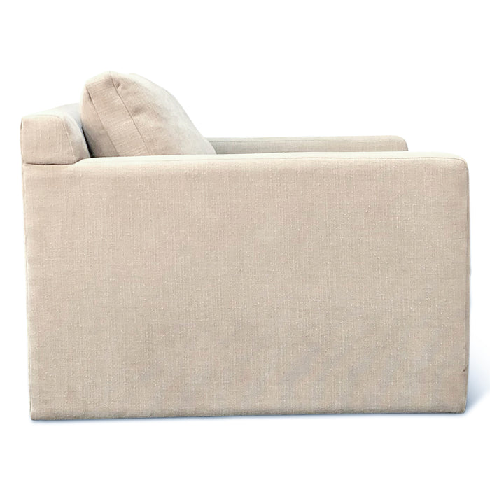 Genova Casual Modern Arm Chair in Oat Chenille Fabric - World Interiors