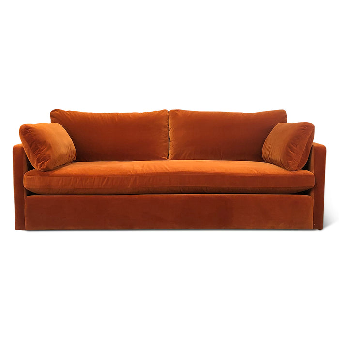 Genova Casual Modern Sofa in Dune Velvet Fabric - World Interiors