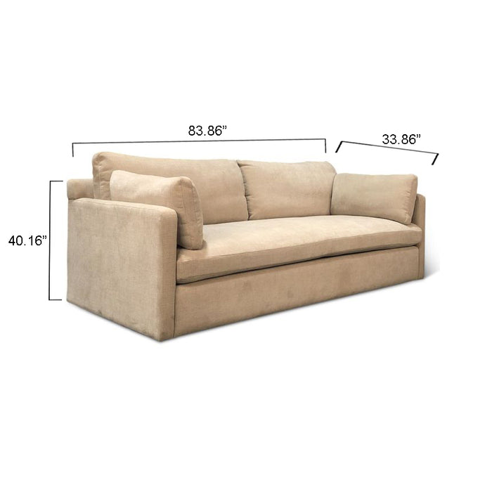 Genova Casual Modern Sofa in Oat Chenille Fabric - World Interiors