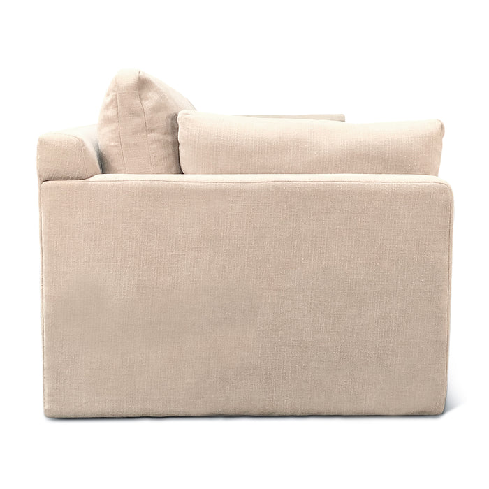 Genova Casual Modern Sofa in Oat Chenille Fabric - World Interiors