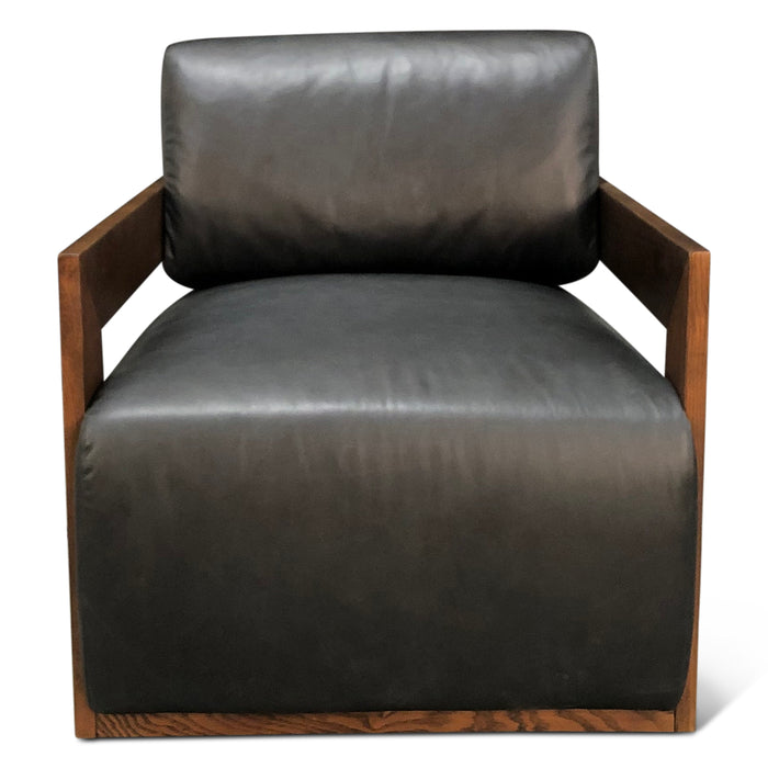 Harlow Modern Arm Chair in Charme Black Leather - World Interiors