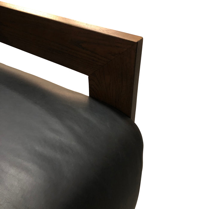 Harlow Modern Arm Chair in Charme Black Leather - World Interiors