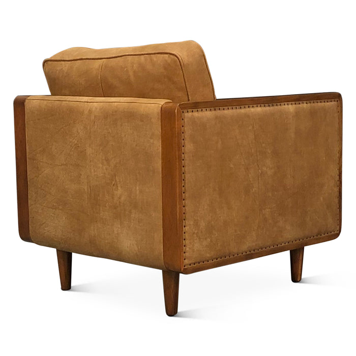 Victoria Arm Chair in Outback Tan Leather - World Interiors