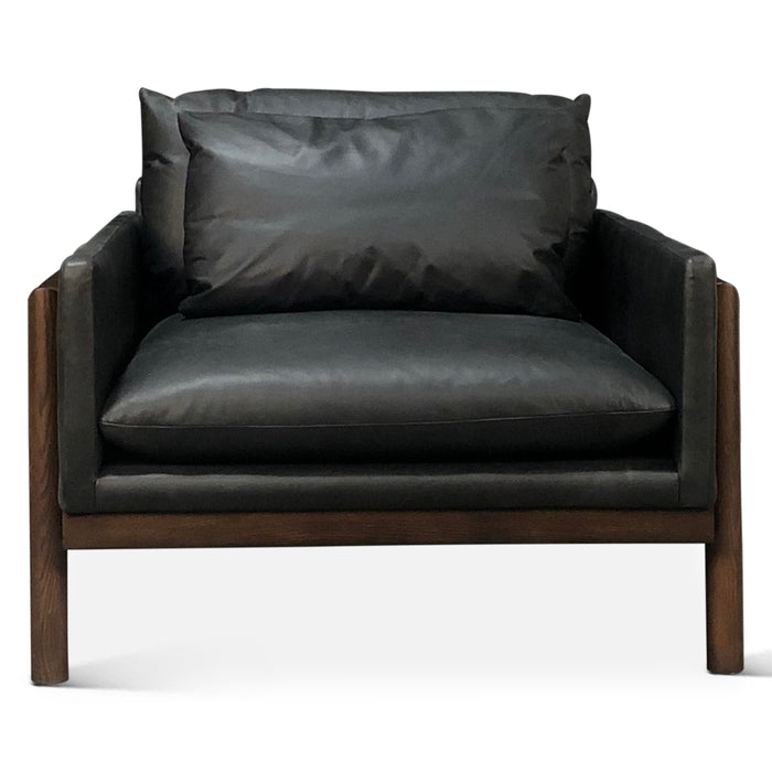 Newark Arm Chair in Charme Black Leather - World Interiors