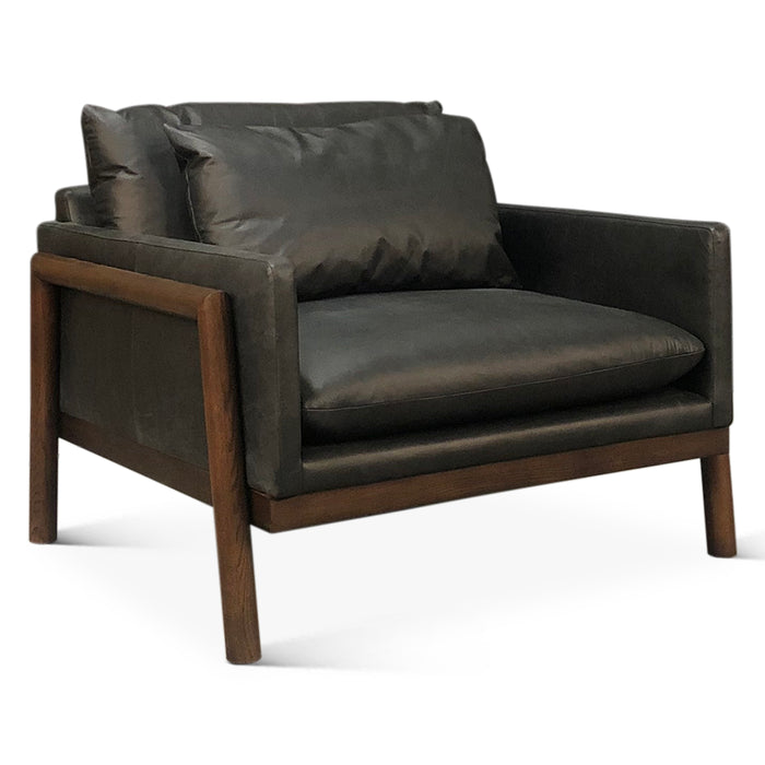 Newark Arm Chair in Charme Black Leather - World Interiors