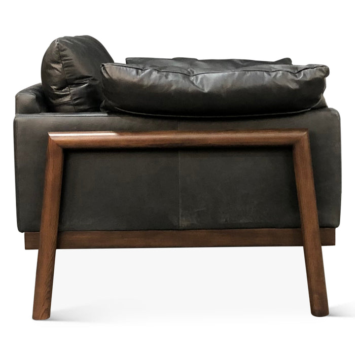 Newark Arm Chair in Charme Black Leather - World Interiors