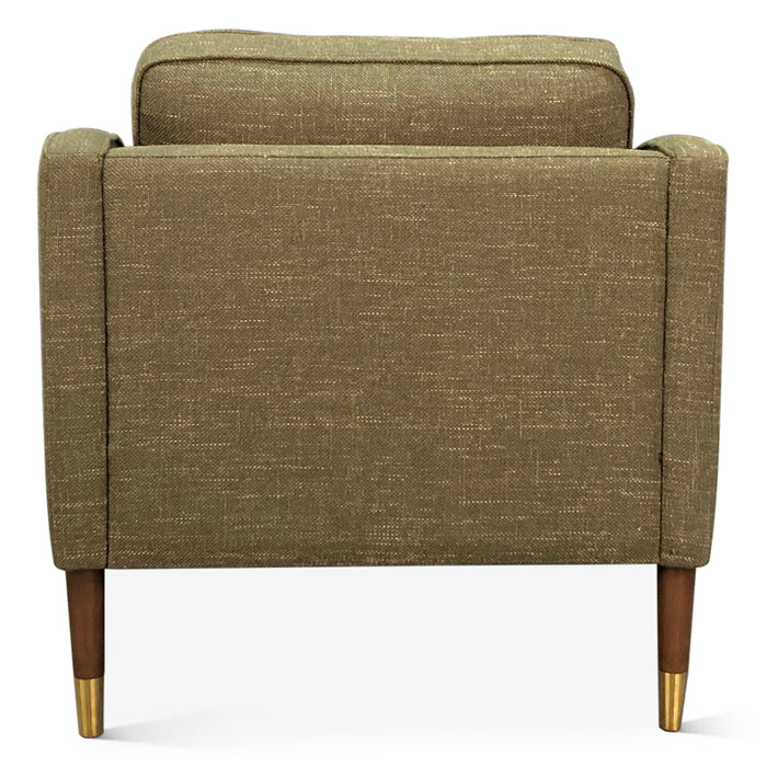 Raleigh Mid-Century Modern Arm Chair in Green Chenille Fabric - World Interiors