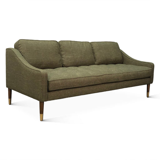 Raleigh Mid-Century Modern Sofa in Green Chenille Fabric - World Interiors