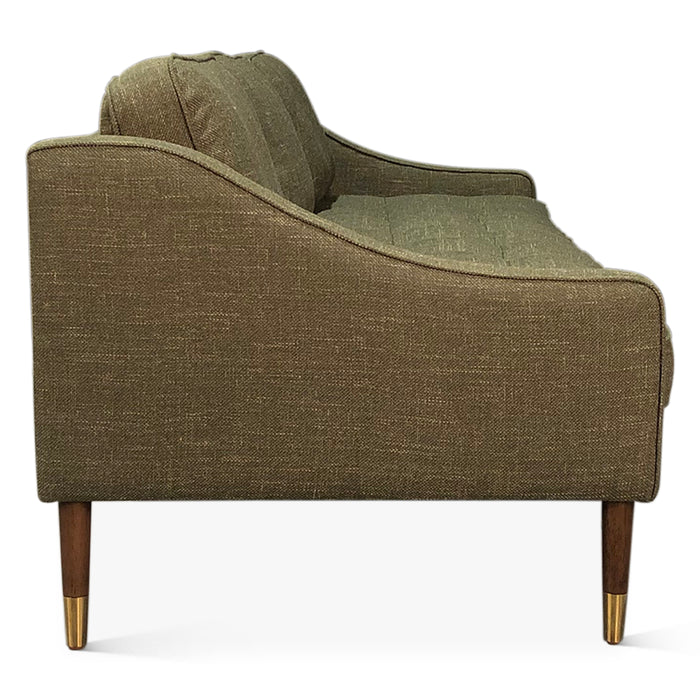 Raleigh Mid-Century Modern Sofa in Green Chenille Fabric - World Interiors