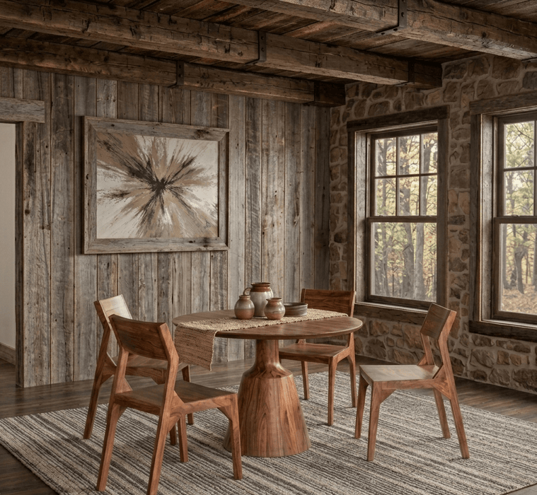 Acres 5 - Piece Rustic Dining Set (4 Chairs + 46" Table) - World Interiors