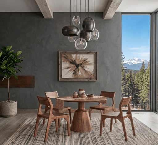 Acres 5 - Piece Rustic Dining Set (4 Chairs + 46" Table) - World Interiors