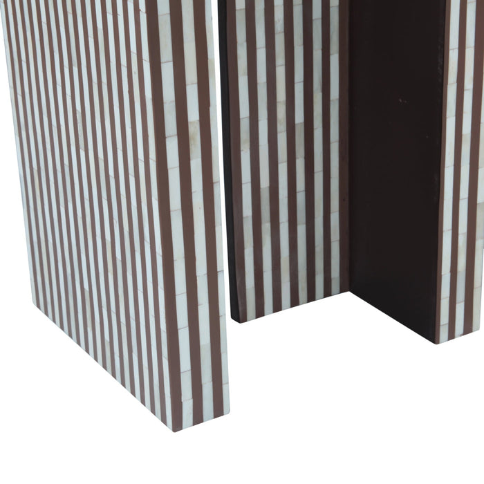 Alexandria Arched Console Table with Bone Inlay Stripes - World Interiors