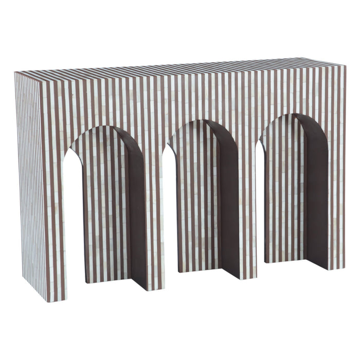 Alexandria Arched Console Table with Bone Inlay Stripes - World Interiors