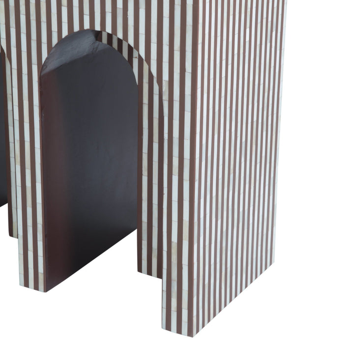 Alexandria Arched Console Table with Bone Inlay Stripes - World Interiors