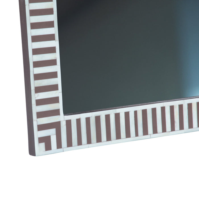Alexandria Mirror Frame in Brown and White Striped Pattern - World Interiors