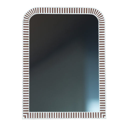 Alexandria Mirror Frame in Brown and White Striped Pattern - World Interiors